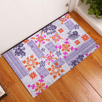 Hawaii Tapa Tribal Rubber Doormat With Hawaiian Quilt Pattern Violet - Wonder Print Shop
