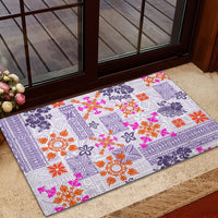 Hawaii Tapa Tribal Rubber Doormat With Hawaiian Quilt Pattern Violet - Wonder Print Shop
