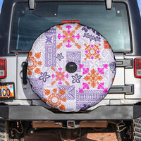 Hawaii Tapa Tribal Spare Tire Cover With Hawaiian Quilt Pattern Violet - Wonder Print Shop