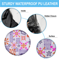 Hawaii Tapa Tribal Spare Tire Cover With Hawaiian Quilt Pattern Violet - Wonder Print Shop