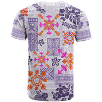 Hawaii Tapa Tribal T Shirt With Hawaiian Quilt Pattern Violet - Wonder Print Shop