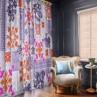 Hawaii Tapa Tribal Window Curtain With Hawaiian Quilt Pattern Violet - Wonder Print Shop