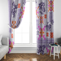 Hawaii Tapa Tribal Window Curtain With Hawaiian Quilt Pattern Violet - Wonder Print Shop