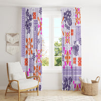Hawaii Tapa Tribal Window Curtain With Hawaiian Quilt Pattern Violet - Wonder Print Shop