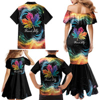 Rainbow Maple Leaf Family Matching Mermaid Dress and Hawaiian Shirt Canada Pride Show Your Colors LT9 - Wonder Print Shop