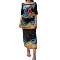 Rainbow Maple Leaf Family Matching Puletasi and Hawaiian Shirt Canada Pride Show Your Colors - Wonder Print Shop