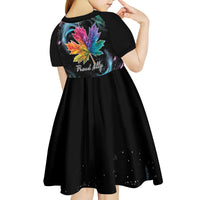 Rainbow Maple Leaf Kid Short Sleeve Dress Canada Pride Show Your Colors - Wonder Print Shop