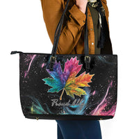 Rainbow Maple Leaf Leather Tote Bag Canada Pride Show Your Colors - Wonder Print Shop
