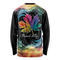 Rainbow Maple Leaf Long Sleeve Shirt Canada Pride Show Your Colors - Wonder Print Shop