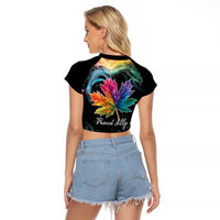 Rainbow Maple Leaf Raglan Cropped T Shirt Canada Pride Show Your Colors - Wonder Print Shop