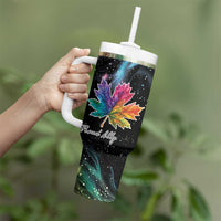 Rainbow Maple Leaf Tumbler With Handle Canada Pride Show Your Colors - Wonder Print Shop