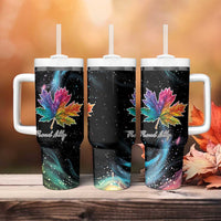 Rainbow Maple Leaf Tumbler With Handle Canada Pride Show Your Colors - Wonder Print Shop