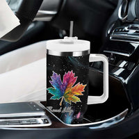 Rainbow Maple Leaf Tumbler With Handle Canada Pride Show Your Colors - Wonder Print Shop