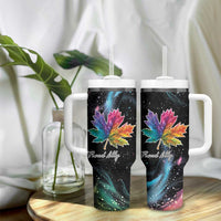 Rainbow Maple Leaf Tumbler With Handle Canada Pride Show Your Colors - Wonder Print Shop
