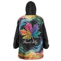 Rainbow Maple Leaf Wearable Blanket Hoodie Canada Pride Show Your Colors - Wonder Print Shop