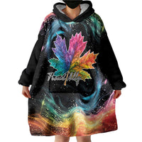 Rainbow Maple Leaf Wearable Blanket Hoodie Canada Pride Show Your Colors - Wonder Print Shop