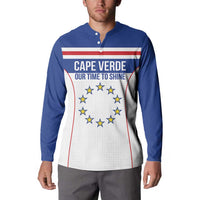 Custom Cape Verde Pride Button Sweatshirt Blue Sharks Rising - Wonder Print Shop