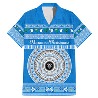 Personalised Fiji Marau Na Kerisimasi Family Matching Mermaid Dress and Hawaiian Shirt Merry Christmas Tapa Pattern Blue Style LT9 - Wonder Print Shop
