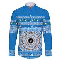 Personalised Fiji Marau Na Kerisimasi Family Matching Puletasi Dress and Hawaiian Shirt Merry Christmas Tapa Pattern Blue Style - Wonder Print Shop