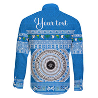 Personalised Fiji Marau Na Kerisimasi Family Matching Puletasi Dress and Hawaiian Shirt Merry Christmas Tapa Pattern Blue Style - Wonder Print Shop