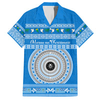 Personalised Fiji Marau Na Kerisimasi Family Matching Short Sleeve Bodycon Dress and Hawaiian Shirt Merry Christmas Tapa Pattern Blue Style - Wonder Print Shop