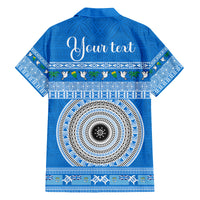 Personalised Fiji Marau Na Kerisimasi Family Matching Tank Maxi Dress and Hawaiian Shirt Merry Christmas Tapa Pattern Blue Style - Wonder Print Shop