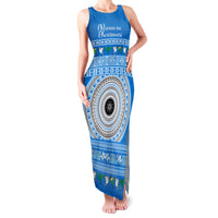 Personalised Fiji Marau Na Kerisimasi Family Matching Tank Maxi Dress and Hawaiian Shirt Merry Christmas Tapa Pattern Blue Style - Wonder Print Shop