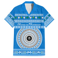 Personalised Fiji Marau Na Kerisimasi Hawaiian Shirt Merry Christmas Tapa Pattern Blue Style - Wonder Print Shop