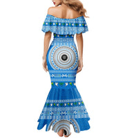 Personalised Fiji Marau Na Kerisimasi Mermaid Dress Merry Christmas Tapa Pattern Blue Style - Wonder Print Shop