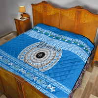 Personalised Fiji Marau Na Kerisimasi Quilt Merry Christmas Tapa Pattern Blue Style - Wonder Print Shop