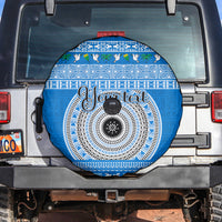 Personalised Fiji Marau Na Kerisimasi Spare Tire Cover Merry Christmas Tapa Pattern Blue Style - Wonder Print Shop