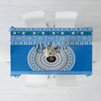 Personalised Fiji Marau Na Kerisimasi Tablecloth Merry Christmas Tapa Pattern Blue Style - Wonder Print Shop