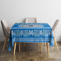 Personalised Fiji Marau Na Kerisimasi Tablecloth Merry Christmas Tapa Pattern Blue Style - Wonder Print Shop