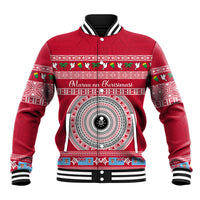 Personalised Fiji Marau Na Kerisimasi Baseball Jacket Merry Christmas Tapa Pattern Red Style LT9 - Wonder Print Shop