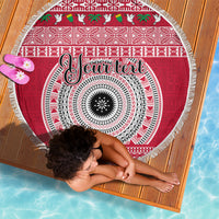 Personalised Fiji Marau Na Kerisimasi Beach Blanket Merry Christmas Tapa Pattern Red Style LT9 - Wonder Print Shop