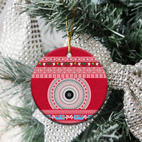 Personalised Fiji Marau Na Kerisimasi Ceramic Ornament Merry Christmas Tapa Pattern Red Style LT9 - Wonder Print Shop