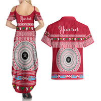Personalised Fiji Marau Na Kerisimasi Couples Matching Summer Maxi Dress and Hawaiian Shirt Merry Christmas Tapa Pattern Red Style LT9 - Wonder Print Shop
