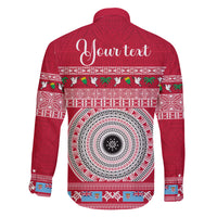 Personalised Fiji Marau Na Kerisimasi Family Matching Short Sleeve Bodycon Dress and Hawaiian Shirt Merry Christmas Tapa Pattern Red Style - Wonder Print Shop