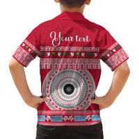 Personalised Fiji Marau Na Kerisimasi Kid Hawaiian Shirt Merry Christmas Tapa Pattern Red Style - Wonder Print Shop