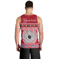 Personalised Fiji Marau Na Kerisimasi Men Tank Top Merry Christmas Tapa Pattern Red Style - Wonder Print Shop