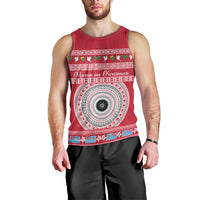 Personalised Fiji Marau Na Kerisimasi Men Tank Top Merry Christmas Tapa Pattern Red Style - Wonder Print Shop