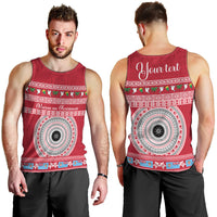 Personalised Fiji Marau Na Kerisimasi Men Tank Top Merry Christmas Tapa Pattern Red Style - Wonder Print Shop