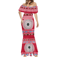 Personalised Fiji Marau Na Kerisimasi Mermaid Dress Merry Christmas Tapa Pattern Red Style - Wonder Print Shop