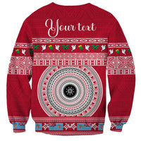 Personalised Fiji Marau Na Kerisimasi Sweatshirt Merry Christmas Tapa Pattern Red Style - Wonder Print Shop