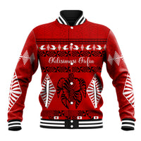 Personalised Tonga Kilisimasi Fiefia Baseball Jacket Merry Christmas with Turtle Ngatu Pattern LT9 - Wonder Print Shop