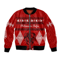 Personalised Tonga Kilisimasi Fiefia Bomber Jacket Merry Christmas with Turtle Ngatu Pattern LT9 - Wonder Print Shop