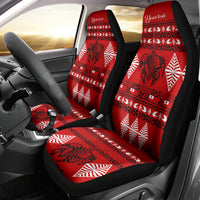 Personalised Tonga Kilisimasi Fiefia Car Seat Cover Merry Christmas with Turtle Ngatu Pattern LT9 - Wonder Print Shop