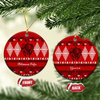 Personalised Tonga Kilisimasi Fiefia Ceramic Ornament Merry Christmas with Turtle Ngatu Pattern LT9 - Wonder Print Shop