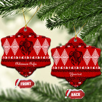 Personalised Tonga Kilisimasi Fiefia Ceramic Ornament Merry Christmas with Turtle Ngatu Pattern LT9 - Wonder Print Shop