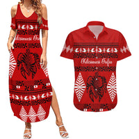 Personalised Tonga Kilisimasi Fiefia Couples Matching Summer Maxi Dress and Hawaiian Shirt Merry Christmas with Turtle Ngatu Pattern LT9 - Wonder Print Shop